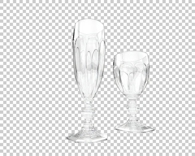 Isolierte Glaswaren auf durchsichtigem Hintergrund 3D-Rendering-Illustration