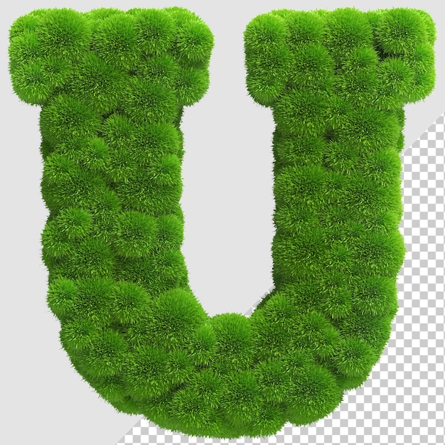Isolierte Gras 3D-Render-Buchstabe U
