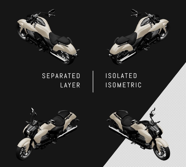 Isolierte graue Sport Grand Motorrad isometrische Motorrad Set