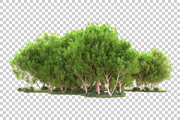 Isolierte Landschaft auf durchsichtigem Hintergrund 3D-Rendering-Illustration