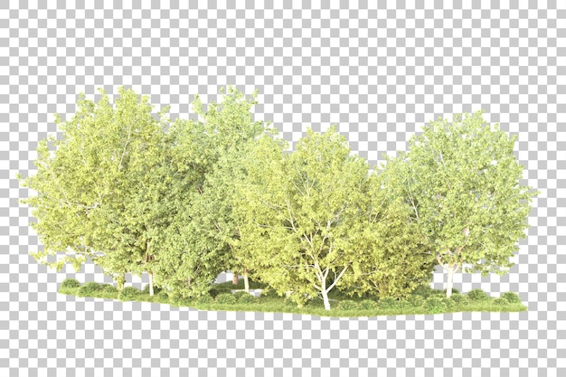 Isolierte Landschaft auf durchsichtigem Hintergrund 3D-Rendering-Illustration
