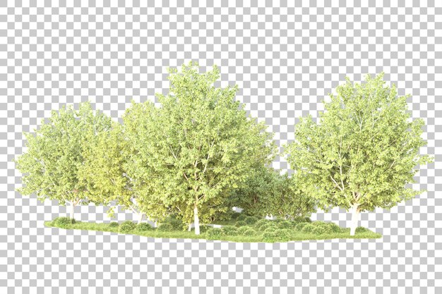 Isolierte Landschaft auf durchsichtigem Hintergrund 3D-Rendering-Illustration