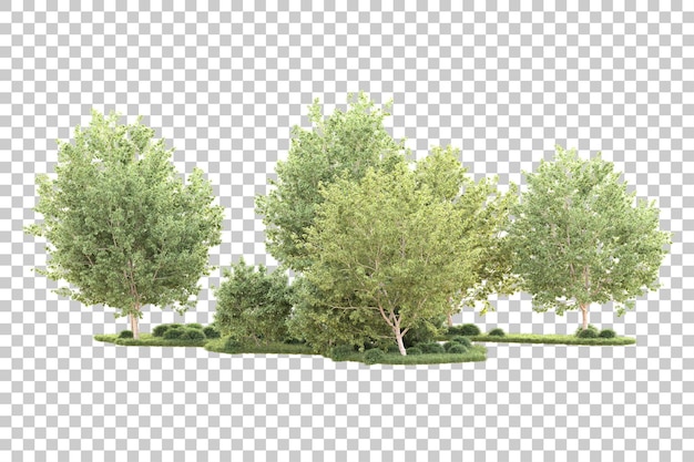 Isolierte Landschaft auf durchsichtigem Hintergrund 3D-Rendering-Illustration