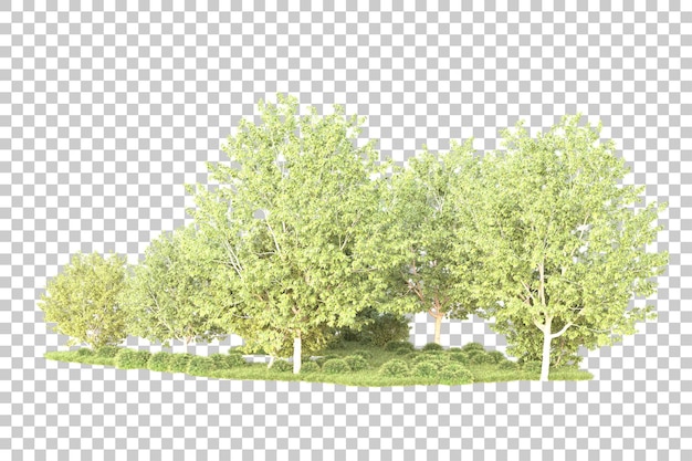 Isolierte Landschaft auf durchsichtigem Hintergrund 3D-Rendering-Illustration
