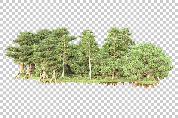 Isolierte Laubinsel auf durchsichtigem Hintergrund 3D-Rendering-Illustration