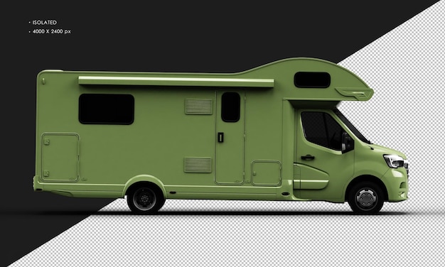 Isolierte realistisch glänzend grün travel camper van auto von der rechten seite anzeigen