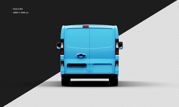 Isolierte realistisch glänzende blaue kommerzielle transport blind van car von der rückansicht