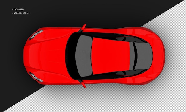 Isolierte realistisch glänzende metallisch rote elegante city sport sedan car aus der draufsicht