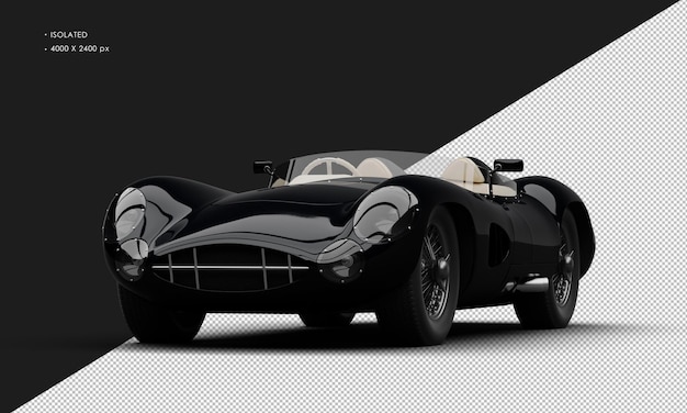 PSD isolierte realistisch glänzende metallisch schwarze limousine sport classic city car von der linken vorderansicht