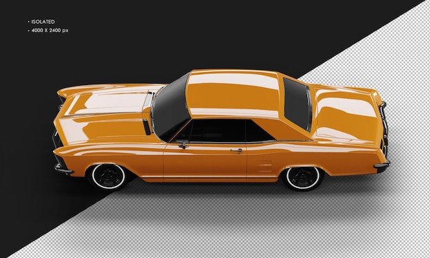 Isolierte realistisch glänzende orangefarbene klassische elegante limousine von oben links