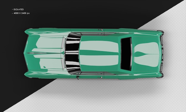 Isolierte realistische glänzende grüne klassische elegante limousine aus der draufsicht