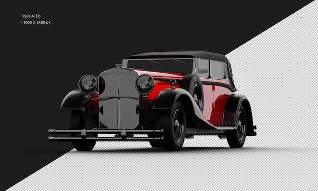 Isolierte realistische, glänzende, rote, elegante, klassische Stadtlimousine aus der linken Vorderansicht