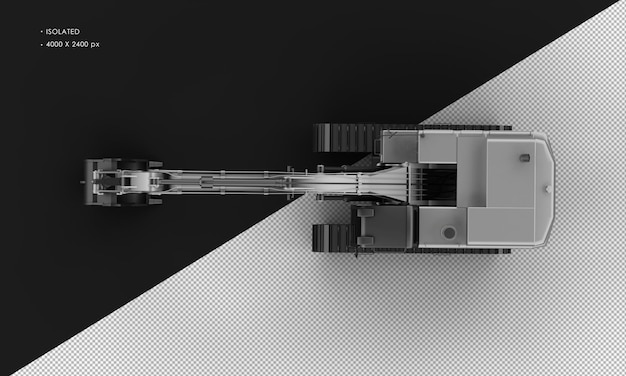 Isolierte realistische graue baggermaschine aus titanmetall von oben