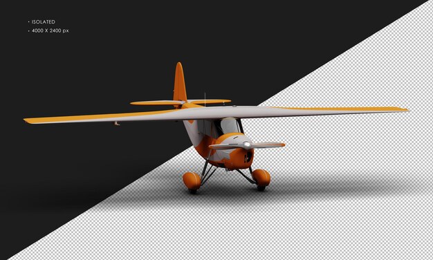 Isolierte realistische matte orange retro modell vintage flugzeug von der rechten vorderansicht