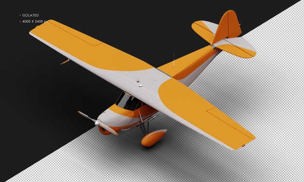 PSD isolierte realistische matte orange retro modell vintage flugzeug von oben links vorderansicht