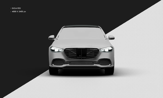 Isolierte realistische Matte Silbergraue Exklusive Luxus-Limousine in voller Größe von vorne