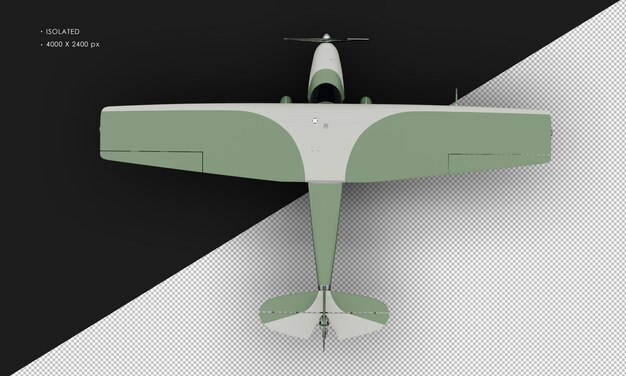 Isolierte realistische mattgrüne retro-modell-oldtimer-flugzeuge aus der draufsicht