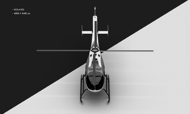 PSD isolierte realistische mattweiß mit schwarzem akzent ultraleicht-mini-hubschrauber von oben vorderansicht