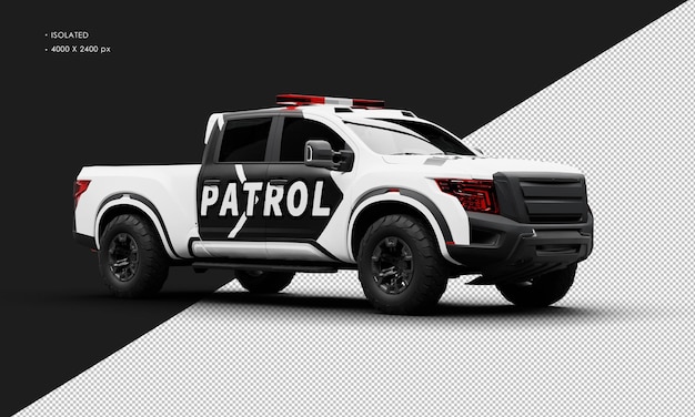 Isolierte realistische mattweiße patrouille pickup-truck-auto von der rechten vorderansicht