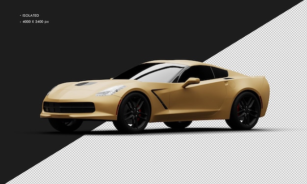 Isolierte realistische metall gold titan moderner supersportwagen von der linken vorderansicht