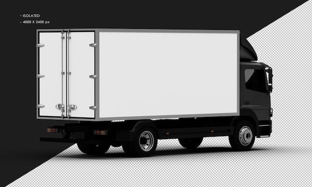 Isolierte realistische metall schwarz transportbox lkw auto von rechts hinten