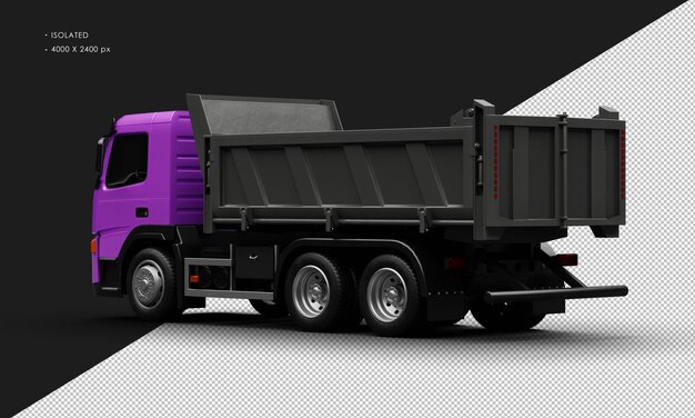 PSD isolierte realistische metallische lila schwerlastwagen aus der linken rückseite
