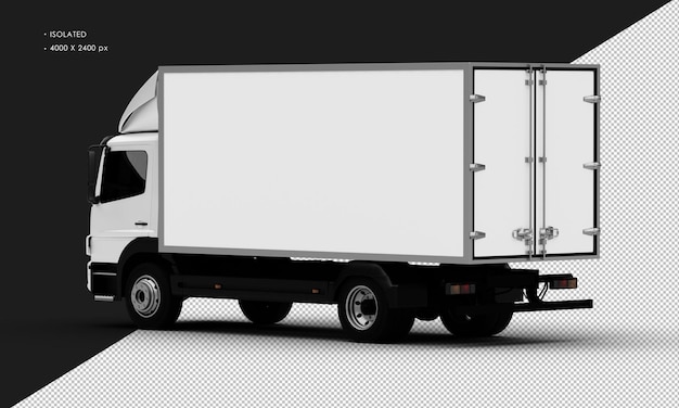 PSD isolierte realistische weiße transportbox aus metall von der linken rückansicht