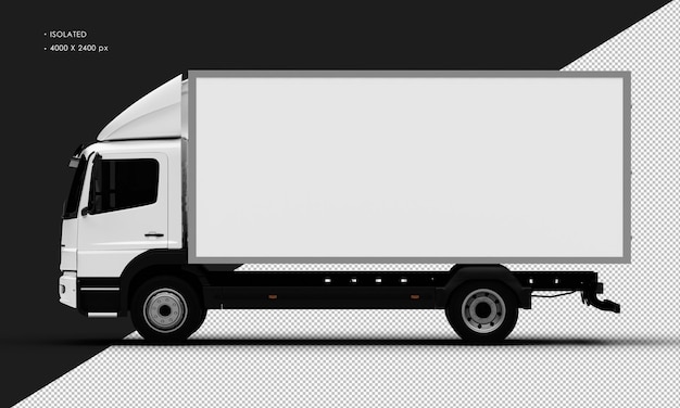 Isolierte realistische weiße Transportbox aus Metall von der linken Seite