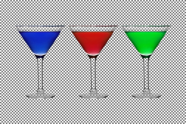 Isolierte rote, blaue und grüne Cocktails