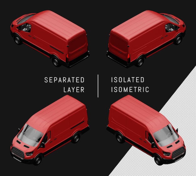 Isolierte rote generische van isometrische auto-set