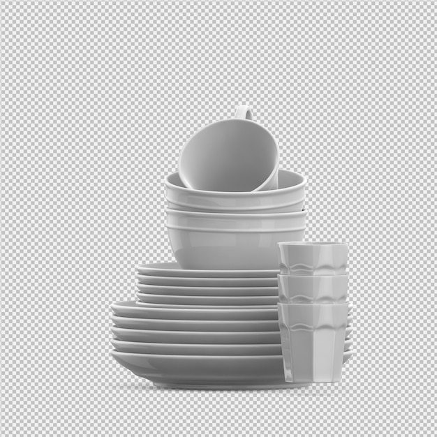 Isolierte Schüsseln 3D-Isolierte Rendering