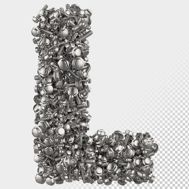 Isolierte Sechskantschraube 3D-Render-Buchstabe L