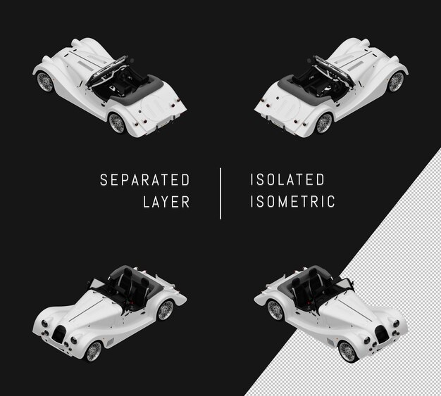 Isolierte weiße klassische stadtauto isometrische auto-set