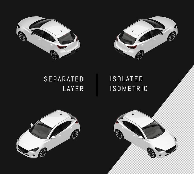 Isolierte weiße Metallic-Lack-modernes Sport-Fließheck-Auto-isometrisches Auto-Set