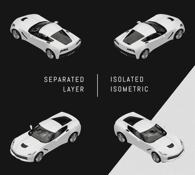 Isolierte weiße moderne supersportwagen isometrische auto-set