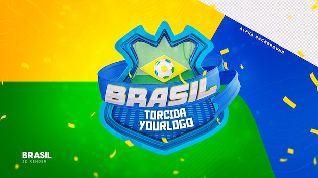 PSD isolierter 3d-stempel für brasilien twisted world cup promotion