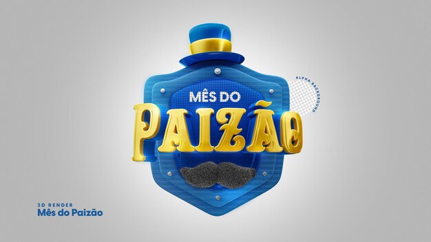 Isolierter 3D-Stempel für Papas Monatskomposition