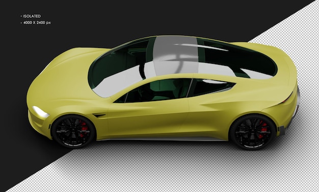 PSD isolierter realistischer matte gelber elektro-performance-super-sportwagen von oben links