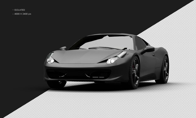 PSD isolierter realistischer matte schwarzer mittelmotor super sportwagen aus linker vorderseite