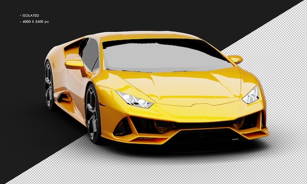 Isolierter realistischer Metallic Orange Gold Modern Coupe Ultra Sport Super Car aus der rechten Vorderseite