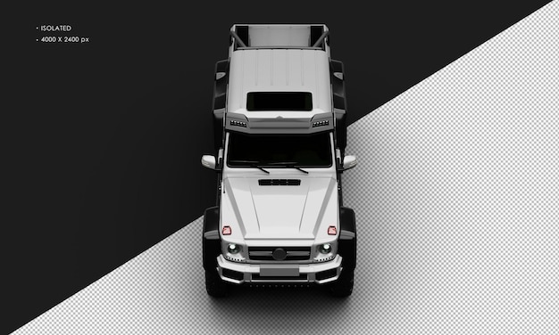 PSD isolierter realistischer metallischer silbergrau exklusiver sechsradantrieb luxus-suv-auto von oben vorne