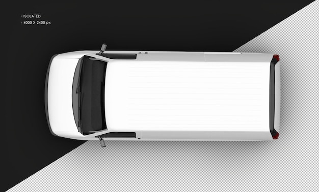 PSD isolierter realistischer metallweiß-full-size-fracht-blind-van-auto von oben aus