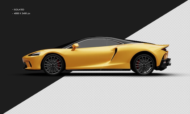 PSD isolierter, realistischer moderner supersportwagen in metallic-orange aus der linken seitenansicht