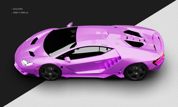 Isolierter realistischer rosa lila limitierter moderner ultra-sport-superwagen von oben links