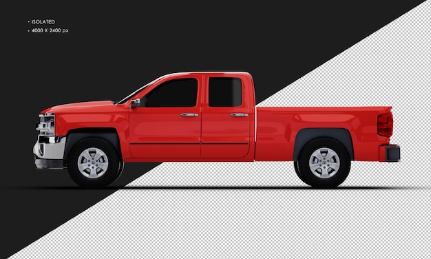 Isolierter realistischer roter Doppelkabinen-Pickup-Truck von der linken Seite