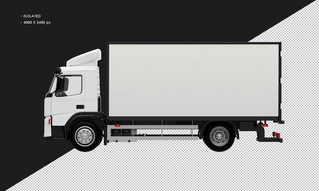 Isolierter realistischer white box truck von der linken seitenansicht