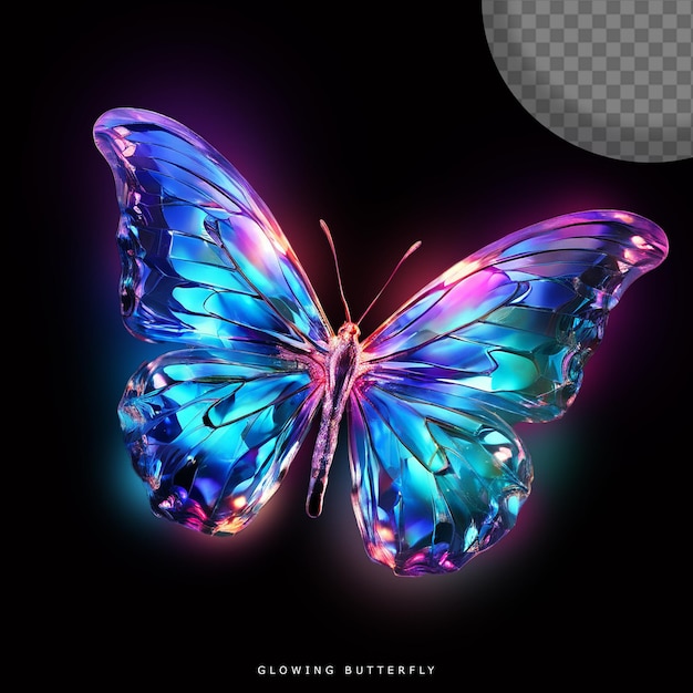 isolierter Schmetterling, der mit Lichtwirkung leuchtet
