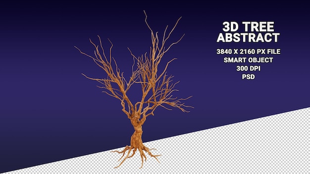 Isoliertes 3D-Modell eines Baums ohne Blätter auf transparentem Hintergrund
