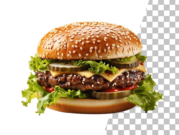 Isoliertes, bearbeitbares Fastfood-Hamburger-Foto mit transparentem Hintergrund