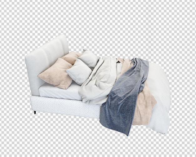 PSD isoliertes bett in 3d-rendering isoliert